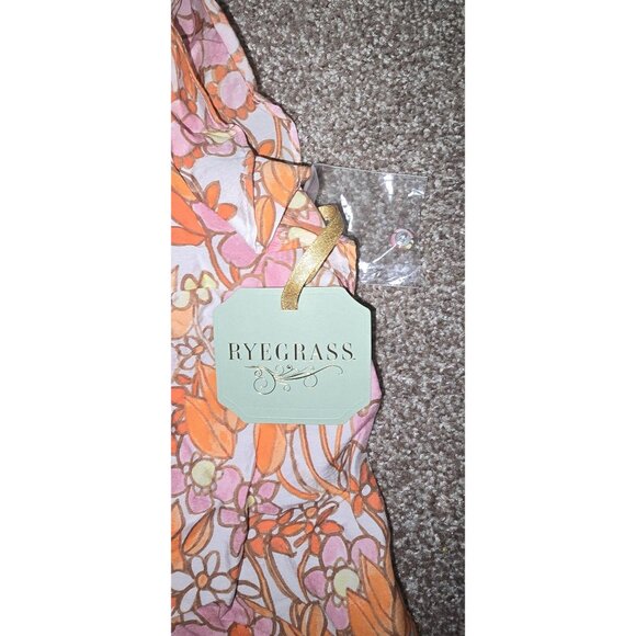 Floral Ruffle Sleeve Top By Ryegrass Small Orange & Pink - Picture 4 of 7